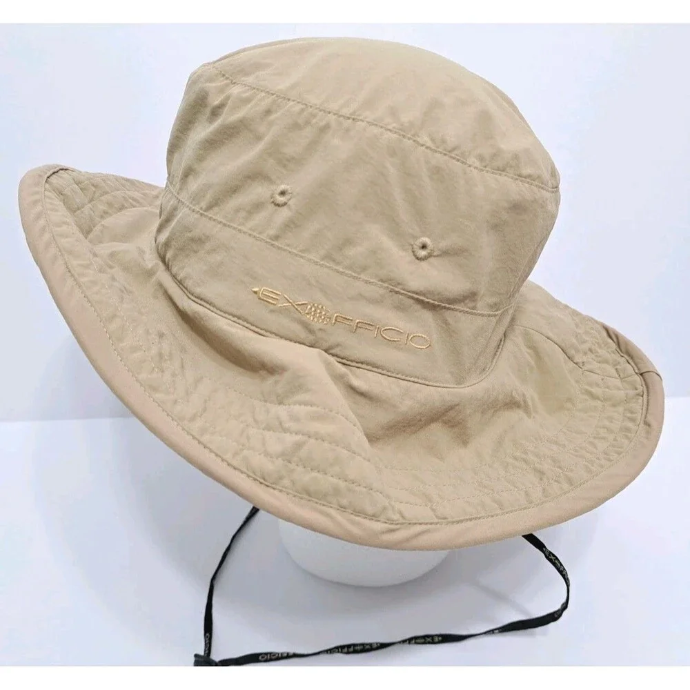 Exofficio Sun Hat Beige Khaki Boonie Bucket Safari Insect Bug Shield Repellent - Picture 2 of 7